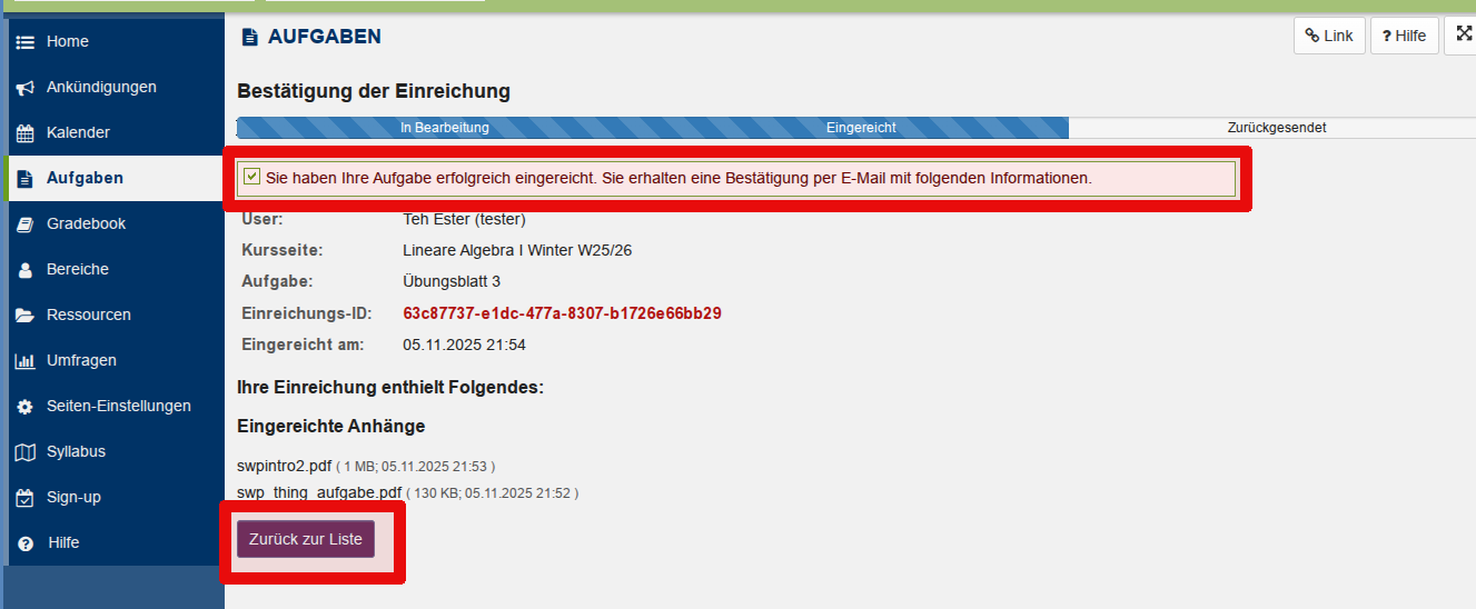 5. Success Message / Back to List
