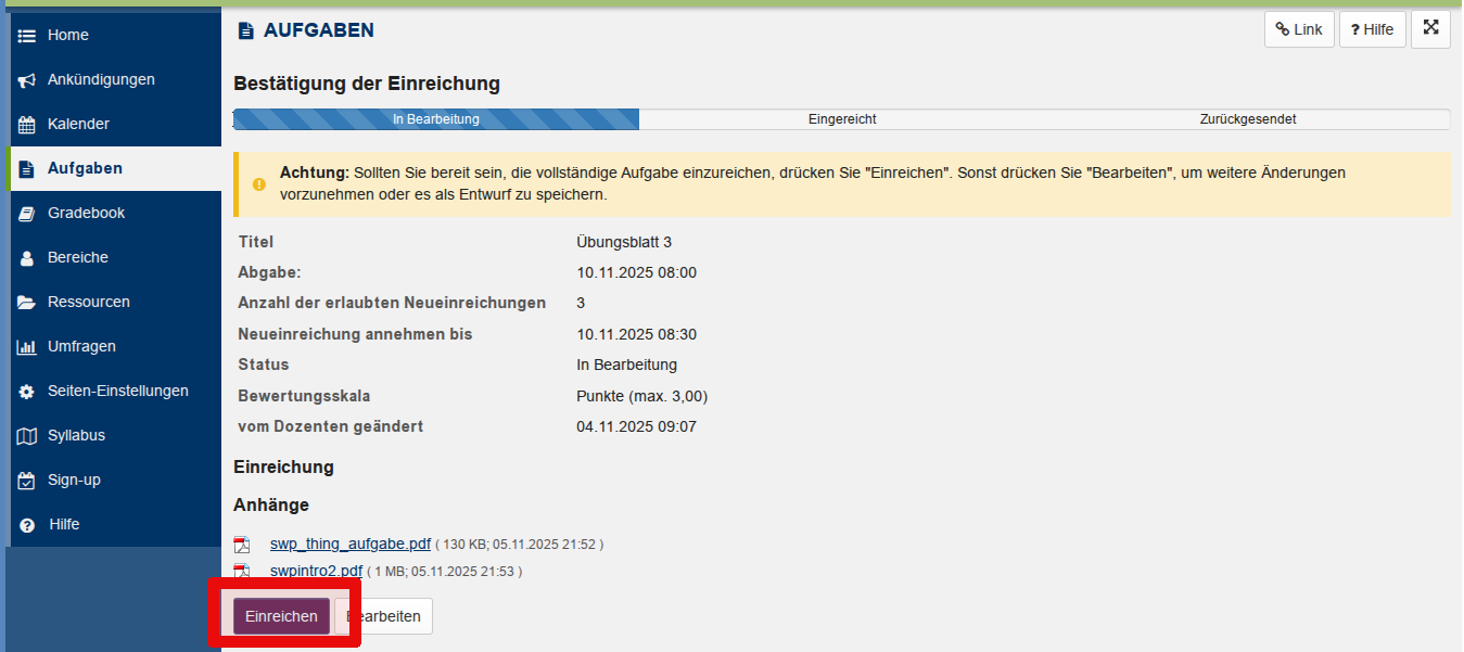 4. Check and Hand In